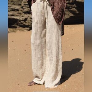 ZARA striped wide leg pants
